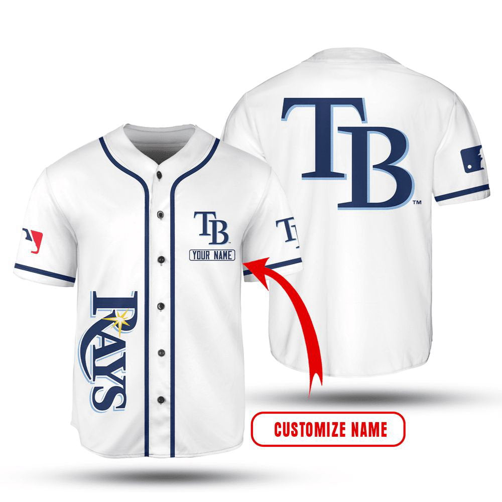 MLB Tampa Bay Rays Custom Name White Baseball Jersey Unisex Shirt, Gift For Men And Women - Aopprinter baseball jersey product view 2
