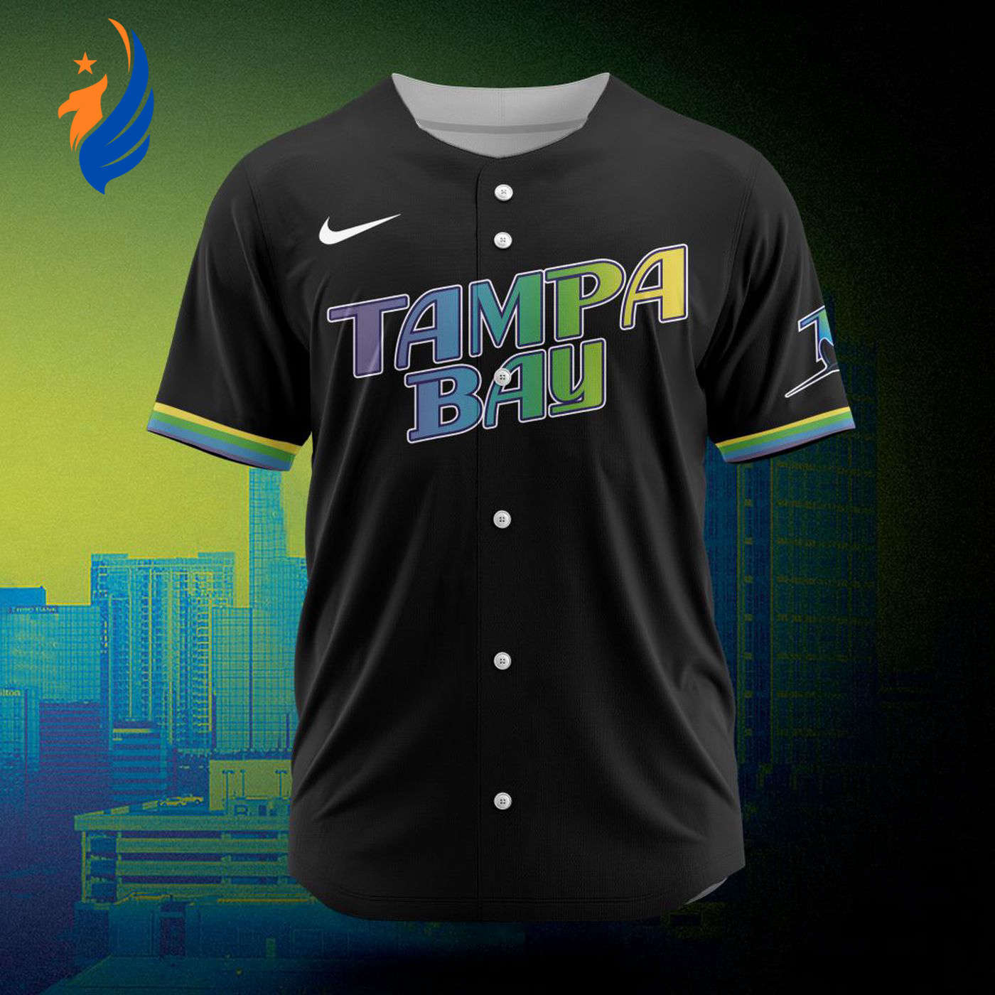 MLB Tampa Bay Rays Personalized City Connect Concept Design Baseball Jersey Gift for Men Women - Bafud baseball jersey product view 1