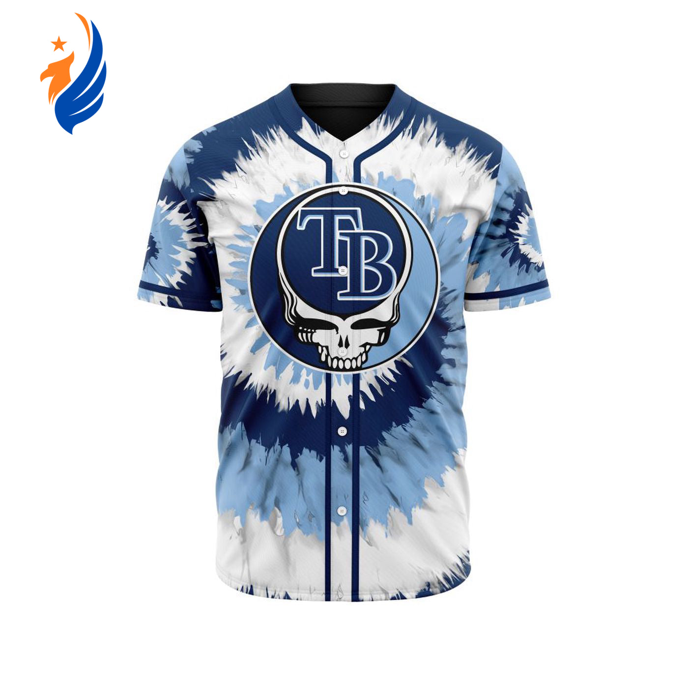 MLB Tampa Bay Rays Special Grateful Dead Design Baseball Jersey Gift for Men Women - Bafud baseball jersey product view 1