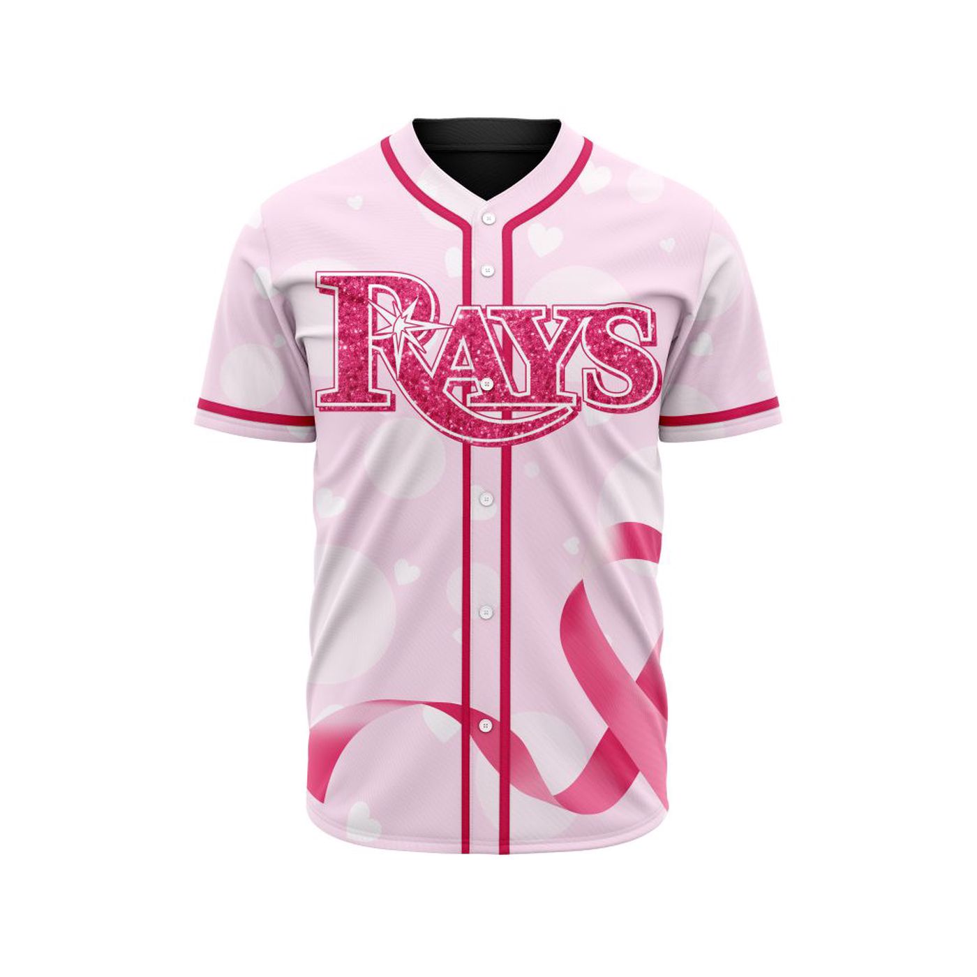 MLB Tampa Bay Rays Special Pink Design Fight Breast Cancer Baseball Jersey Gift for Men Women - Bafud baseball jersey product view 2