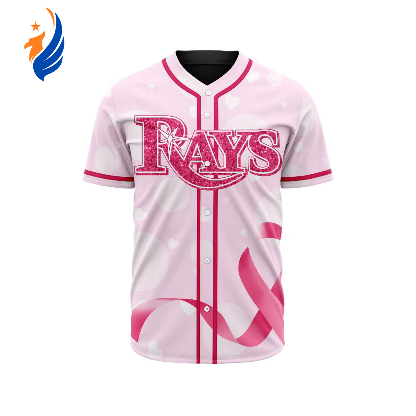 MLB Tampa Bay Rays Special Pink Design Fight Breast Cancer Baseball Jersey Gift for Men Women - Bafud baseball jersey product view 1
