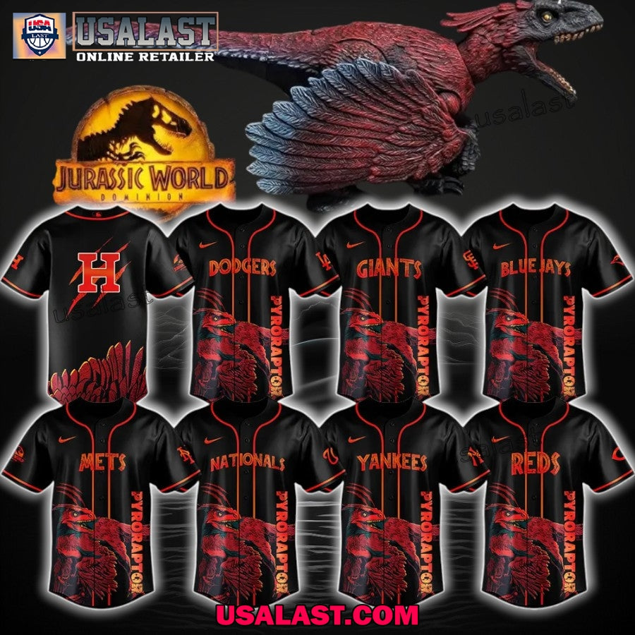 MLB Team Jurassic World Pyroraptor Jersey Shirt baseball jersey product view 1