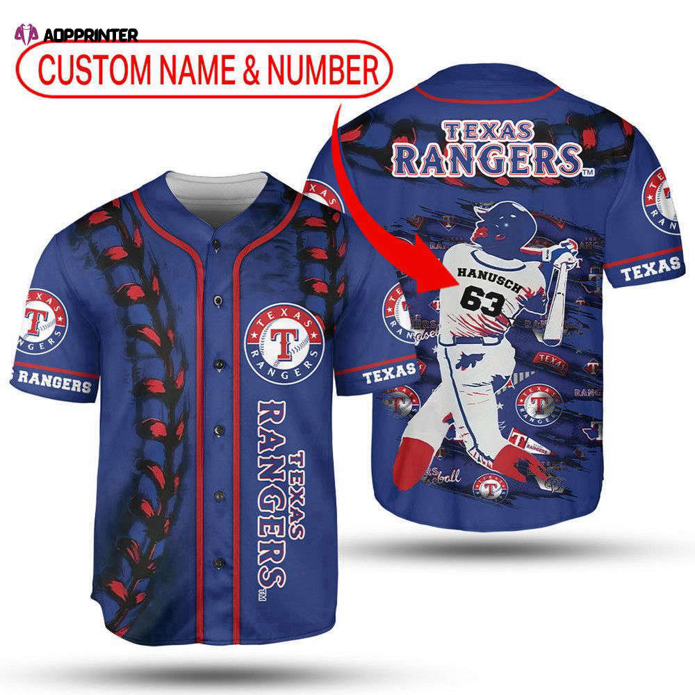 MLB Texas Rangers Custom Name Number Baseball Jersey V2 Unisex Shirt, Gift For Men And Women - Aopprinter baseball jersey product view 1