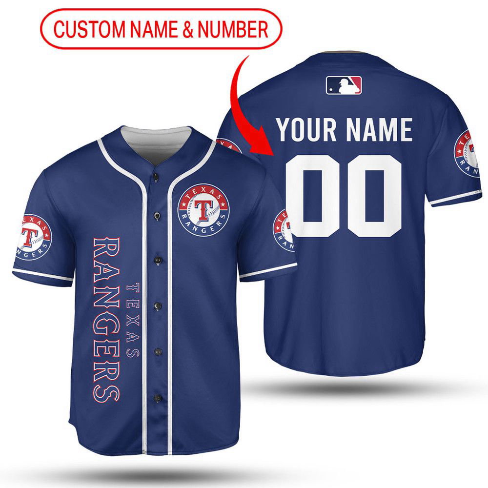 MLB Texas Rangers Custom Name Number Baseball Jersey V3 Unisex Shirt, Gift For Men And Women - Aopprinter baseball jersey product view 1