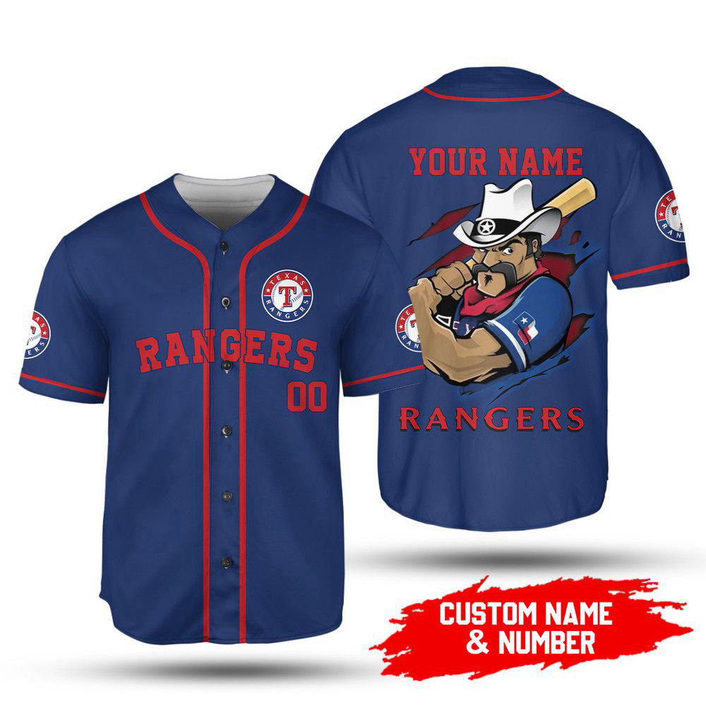 MLB Texas Rangers Custom Name Number Baseball Jersey V6 Unisex Shirt, Gift For Men And Women - Aopprinter baseball jersey product view 2