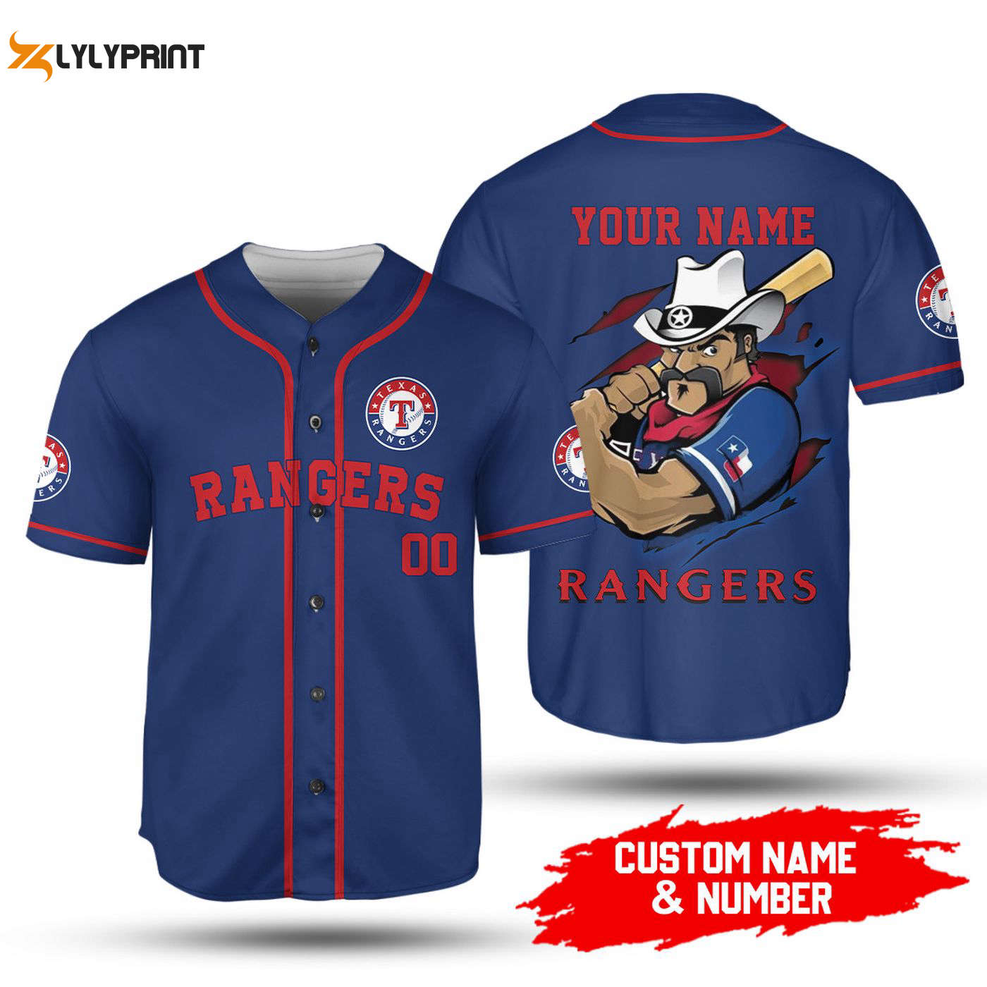 Personalized MLB Texas Rangers Baseball Jersey V6 - Custom Name & Number Unisex Shirt - Gift for Men Women - lylyprint.com baseball jersey product view 1