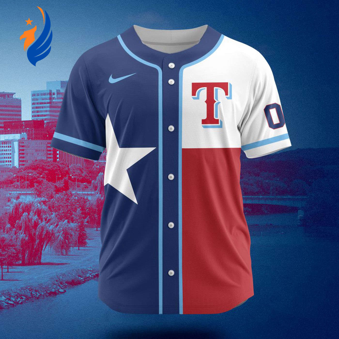 MLB Texas Rangers Personalized City Connect Concept Design Baseball Jersey Gift for Men Women - Bafud baseball jersey product view 1