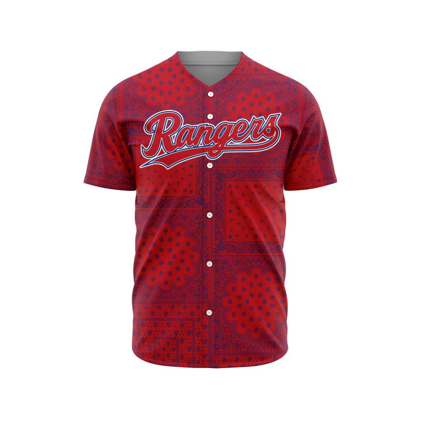 MLB Texas Rangers Special Paisley Design Baseball Jersey Gift for Men Women - Bafud baseball jersey product view 3