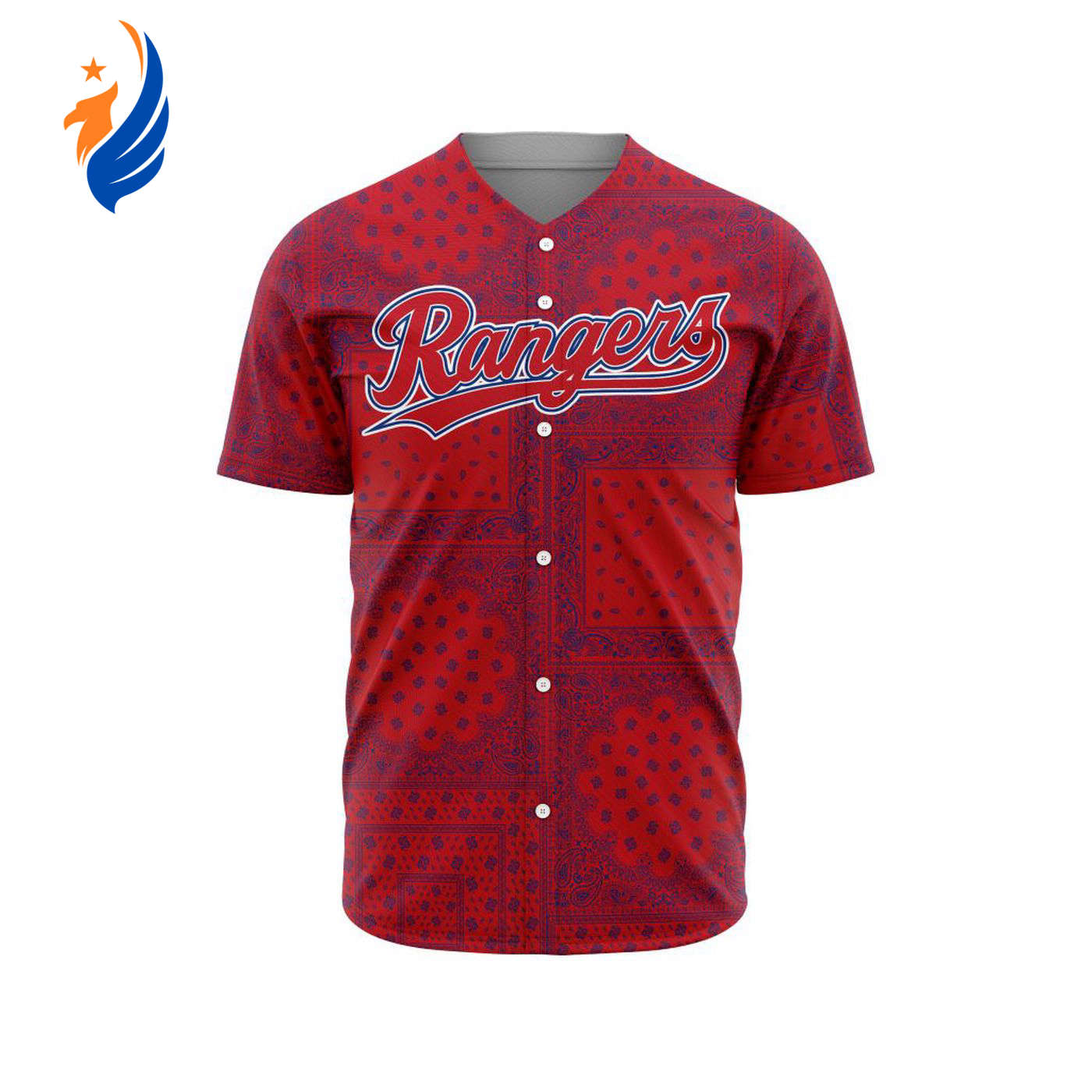 MLB Texas Rangers Special Paisley Design Baseball Jersey Gift for Men Women - Bafud baseball jersey product view 1