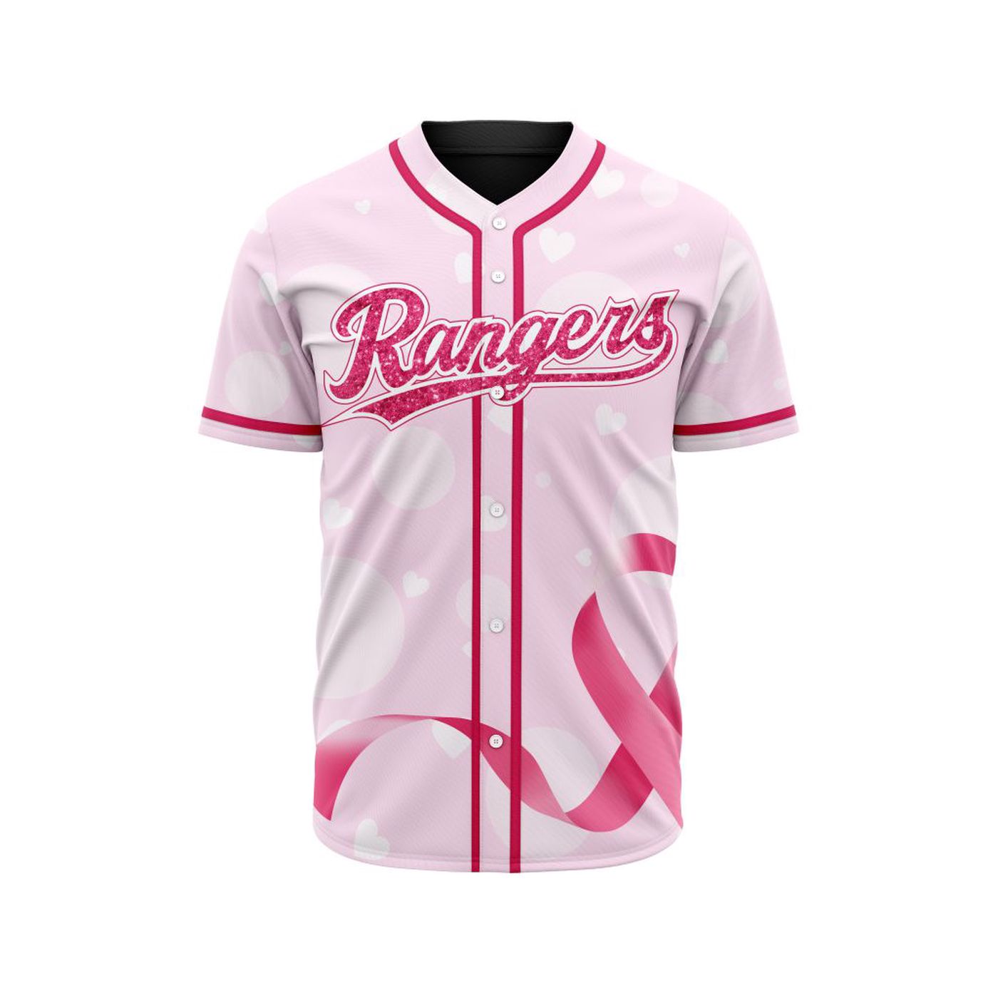 MLB Texas Rangers Special Pink Design Fight Breast Cancer Baseball Jersey Gift for Men Women - Bafud baseball jersey product view 2
