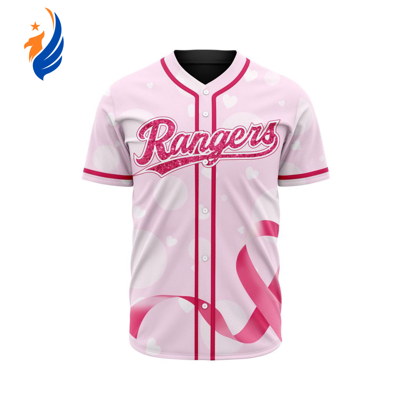 MLB Texas Rangers Special Pink Design Fight Breast Cancer Baseball Jersey Gift for Men Women - Bafud baseball jersey product view 1