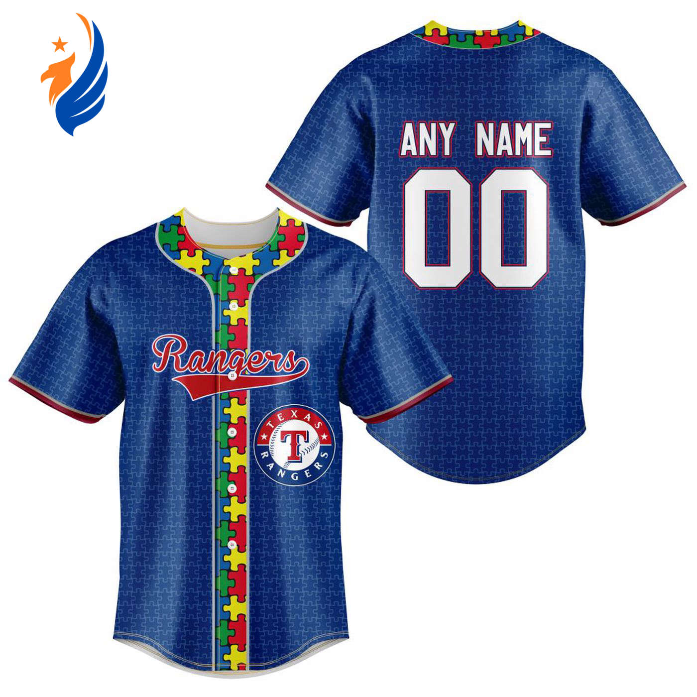 MLB Texas Rangers Specialized Baseball Jersey Fearless Aganst Autism Gift for Men Women - Bafud baseball jersey product view 1