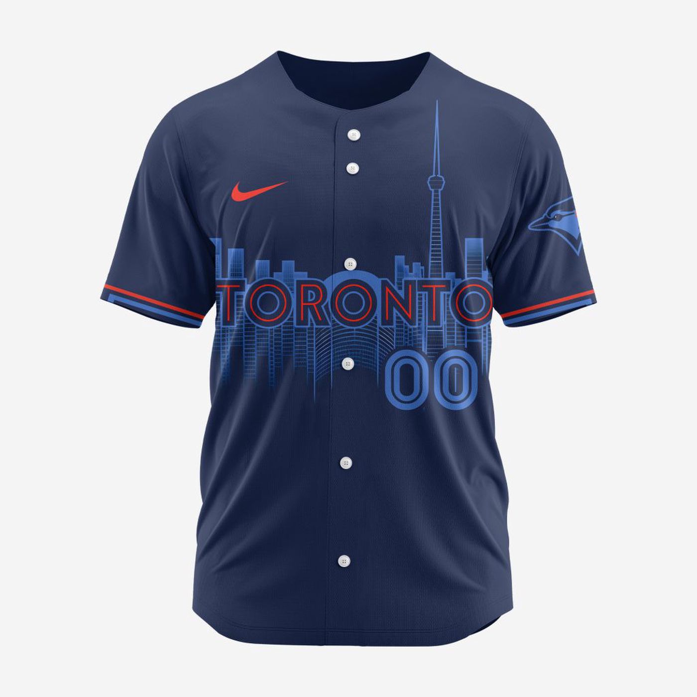 MLB Toronto Blue Jays Personalized 2024 City Connect Baseball Jersey Design - Bafud baseball jersey product view 3