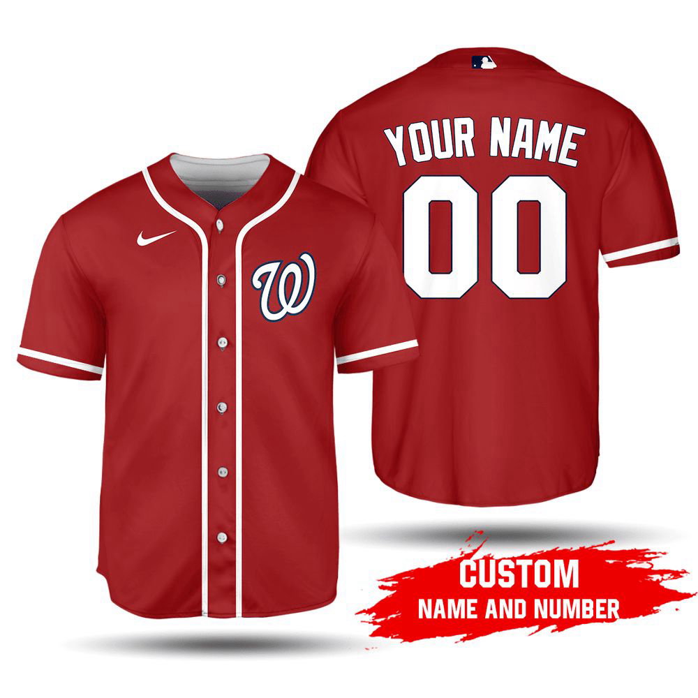 MLB Washington Nationals Custom Name Number 2023 Alternate Jersey Red Baseball Jersey Unisex Shirt, Gift For Men And Women - Aopprinter baseball jersey product view 1