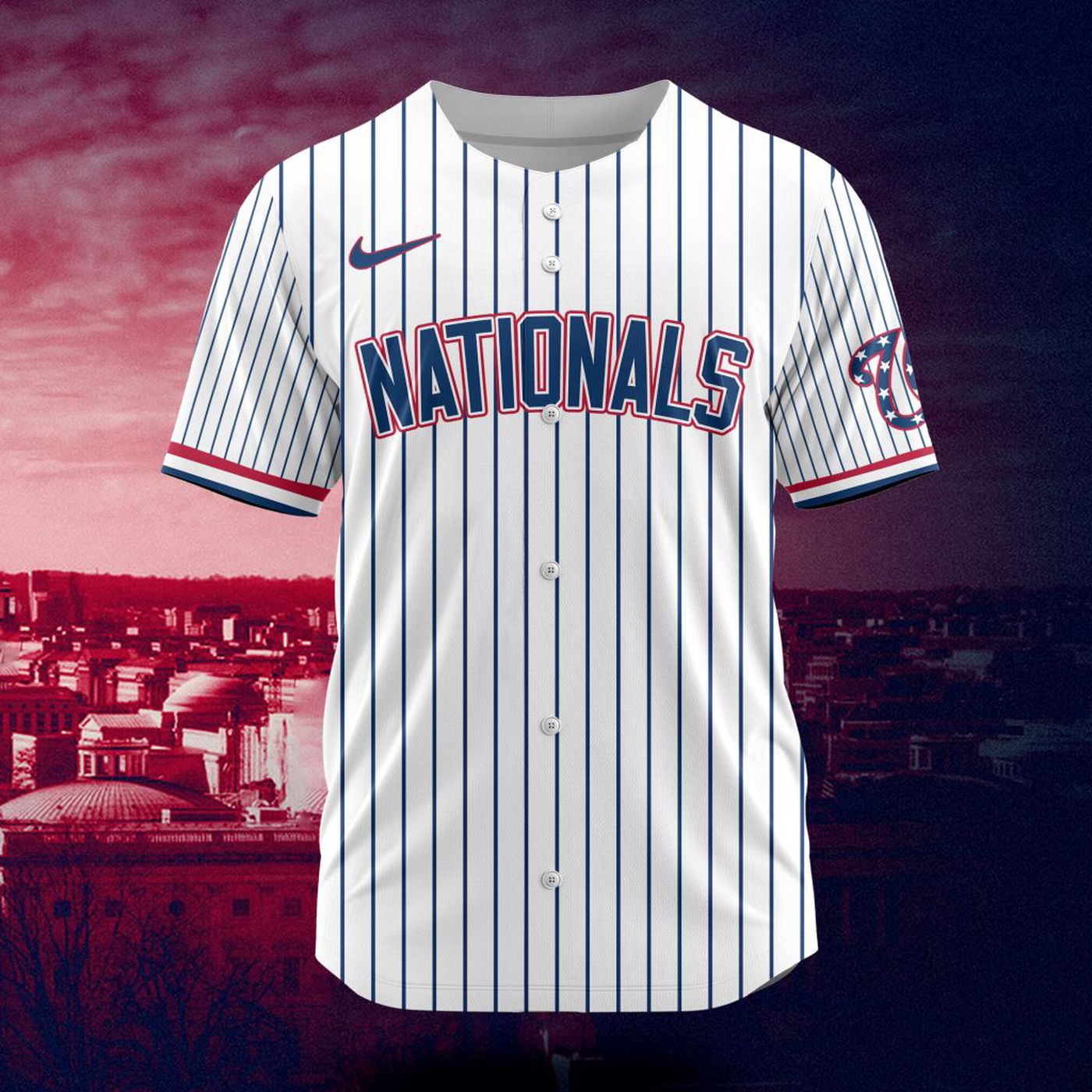 MLB Washington Nationals Personalized City Connect Concept Design Baseball Jersey Gift for Men Women - Bafud baseball jersey product view 3