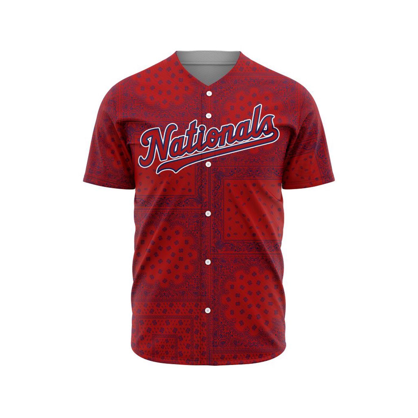 MLB Washington Nationals Special Paisley Design Baseball Jersey Gift for Men Women - Bafud baseball jersey product view 2