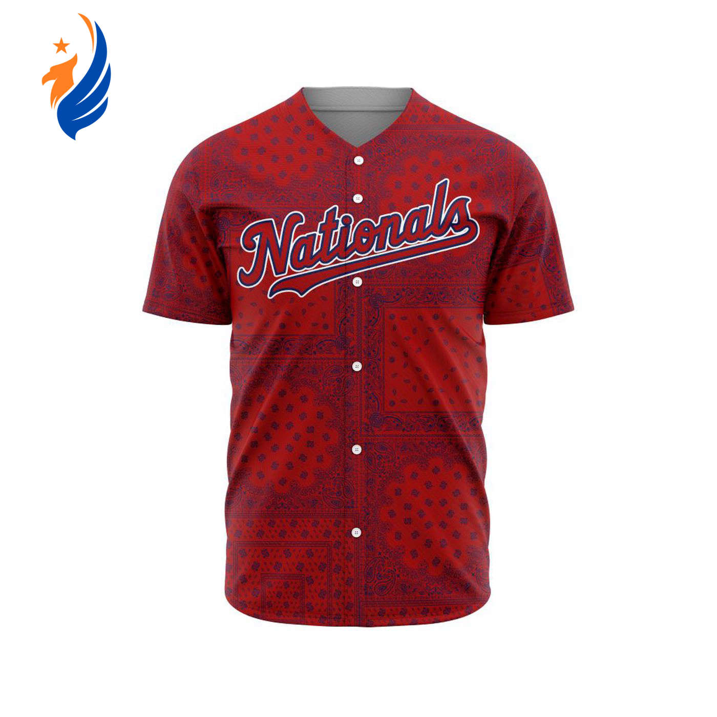 MLB Washington Nationals Special Paisley Design Baseball Jersey Gift for Men Women - Bafud baseball jersey product view 1