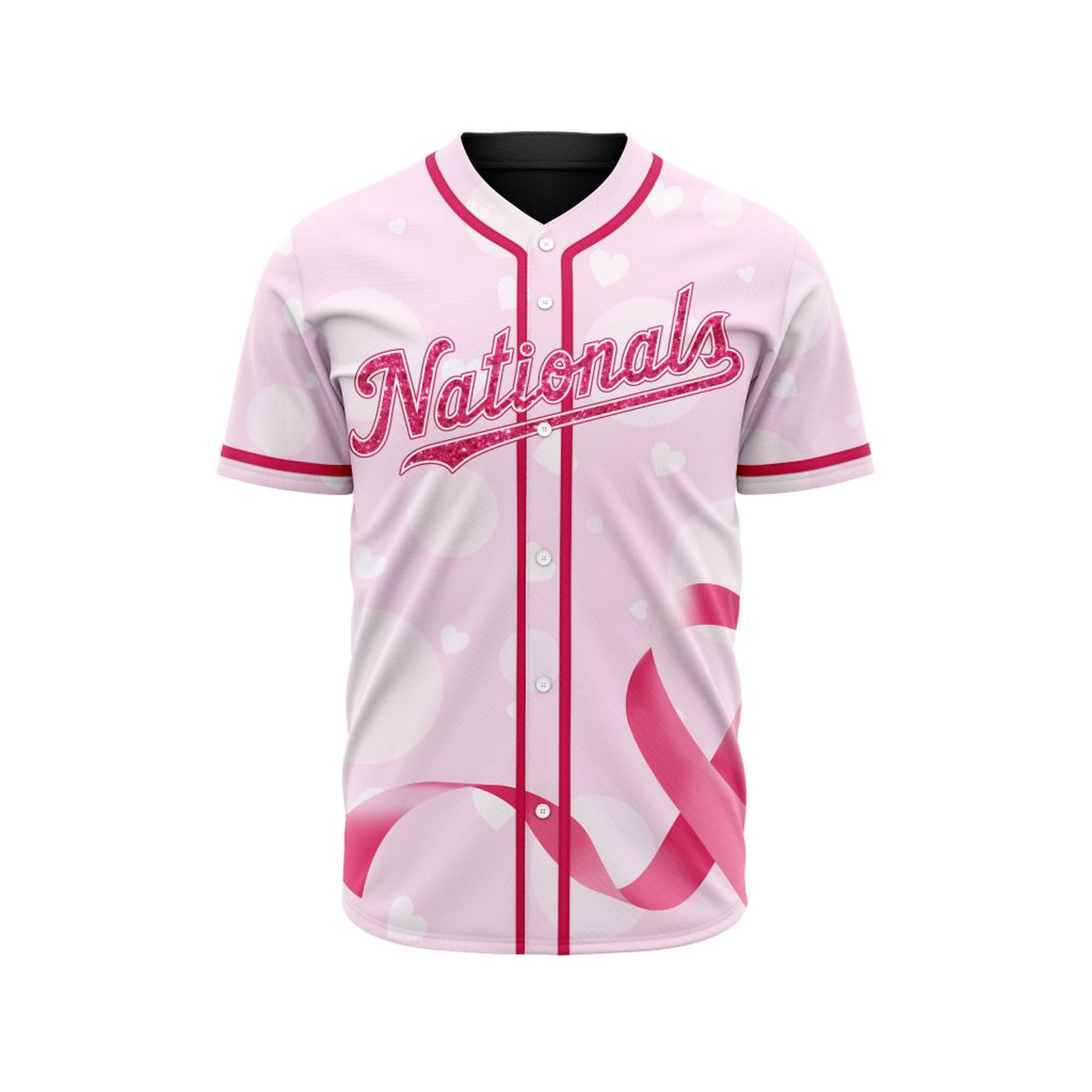 MLB Washington Nationals Special Pink Design Fight Breast Cancer Baseball Jersey Gift for Men Women - Bafud baseball jersey product view 2