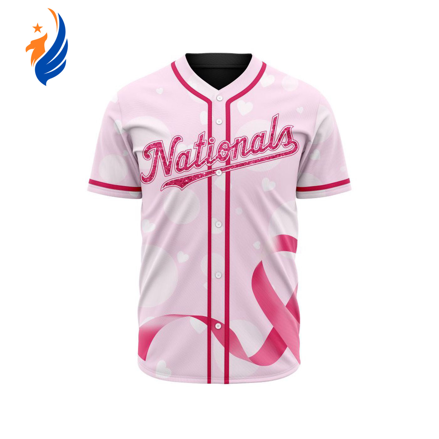 MLB Washington Nationals Special Pink Design Fight Breast Cancer Baseball Jersey Gift for Men Women - Bafud baseball jersey product view 1