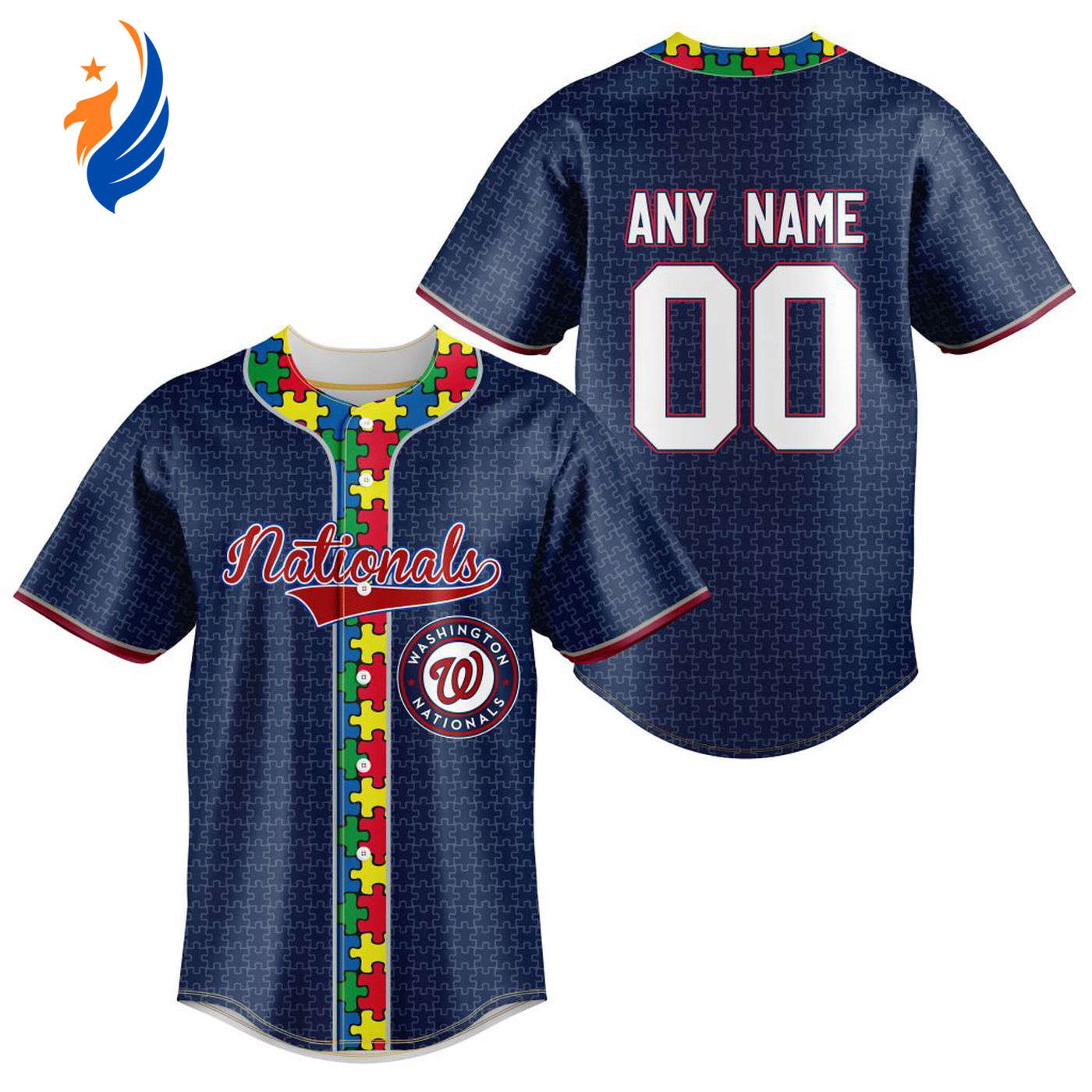 MLB Washington Nationals Specialized Baseball Jersey Fearless Aganst Autism Gift for Men Women - Bafud baseball jersey product view 1