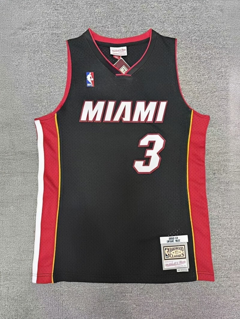 mn Retro Hot Press Jersey sw Heat Team 201213 Season Black 3 # Wade Style 2 Basketball Jersey basketball jersey product view 1