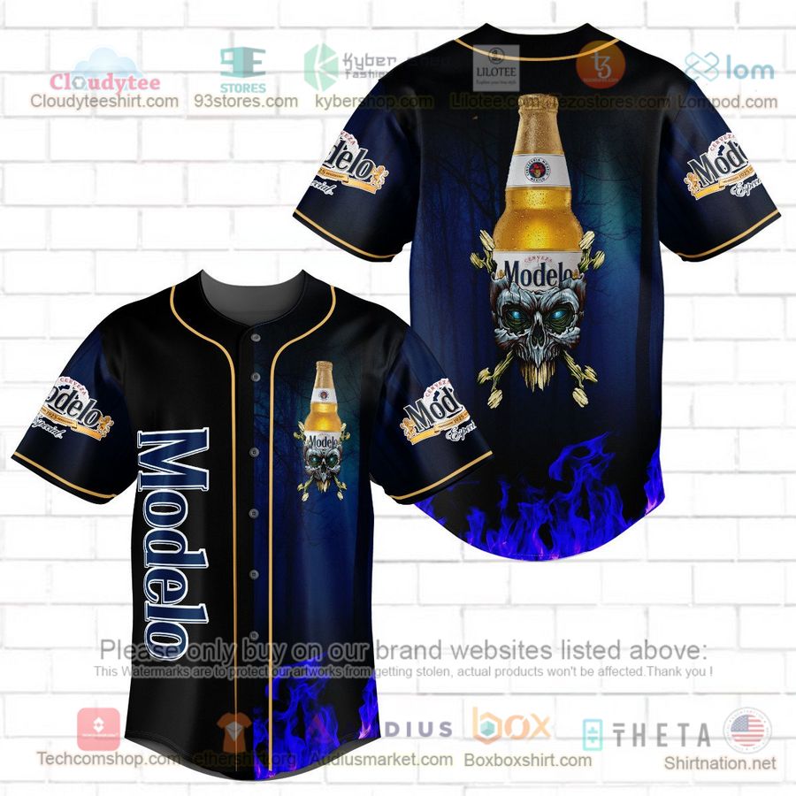 HOT Modelo skull head Baseball Jersey Shirt baseball jersey product view 1