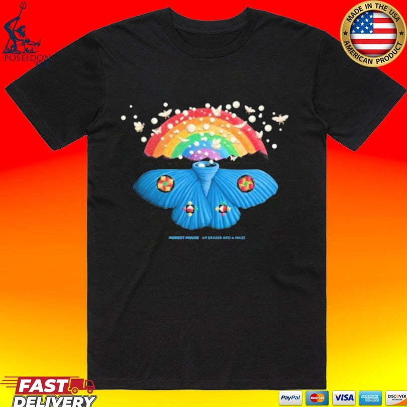 Modest Mouse An Eraser And A Maze Rainbow Moth T-shirt Unisex T-shirt, Sweatshirt, Hoodie, Long Sleeve Tee - T-Shirt, Sweatshirt, Hoodie