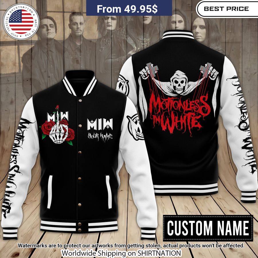 Motionless in White Custom Baseball Jacket baseball jersey product view 1