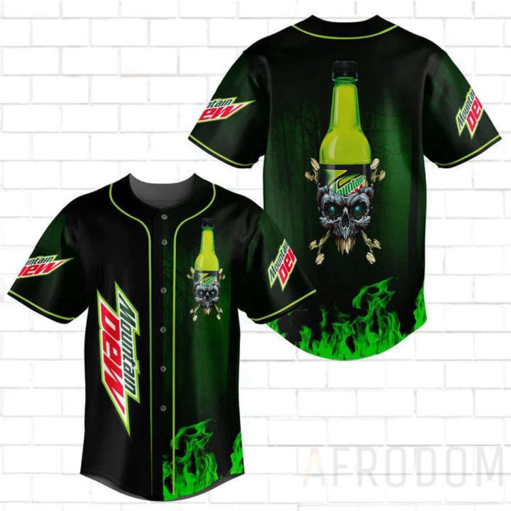 Mountain Dew Skull Baseball Jersey: Vibrant and Bold Design for Ultimate Style - Aopprinter baseball jersey product view 2