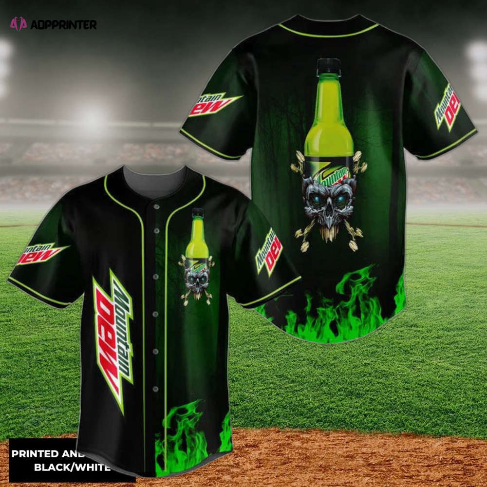 Mountain Dew Skull Baseball Jersey: Vibrant and Bold Design for Ultimate Style - Aopprinter baseball jersey product view 1