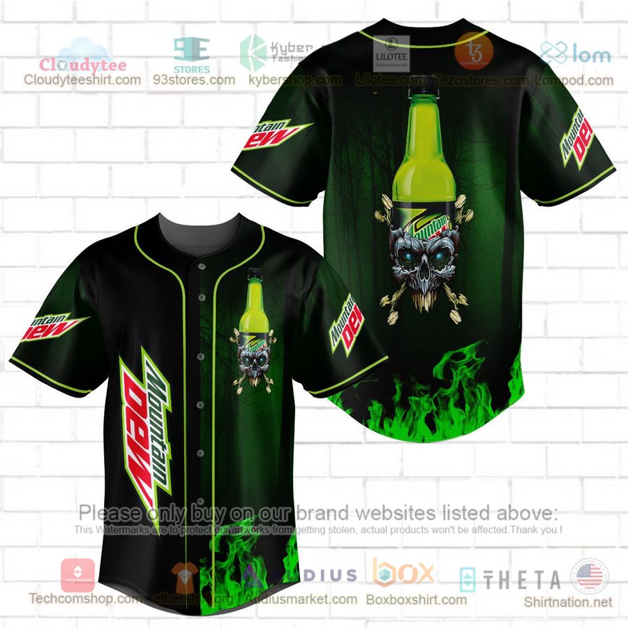 HOT Mountain Dew skull head Baseball Jersey Shirt baseball jersey product view 1