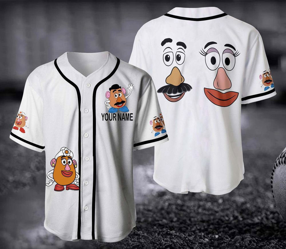 Mr and Mrs Potato Heads Baseball Jersey - lylyprint.com baseball jersey product view 3