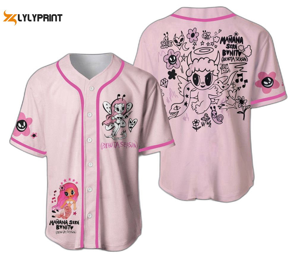 Name Tropical Colorful Baseball Jersey Pink Baseball Player Outfit For Baseball Fans - lylyprint.com baseball jersey product view 1