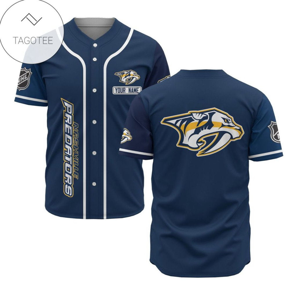 Nashville Predators Baseball Jersey For Fans BJ0050 - lylyprint.com baseball jersey product view 2