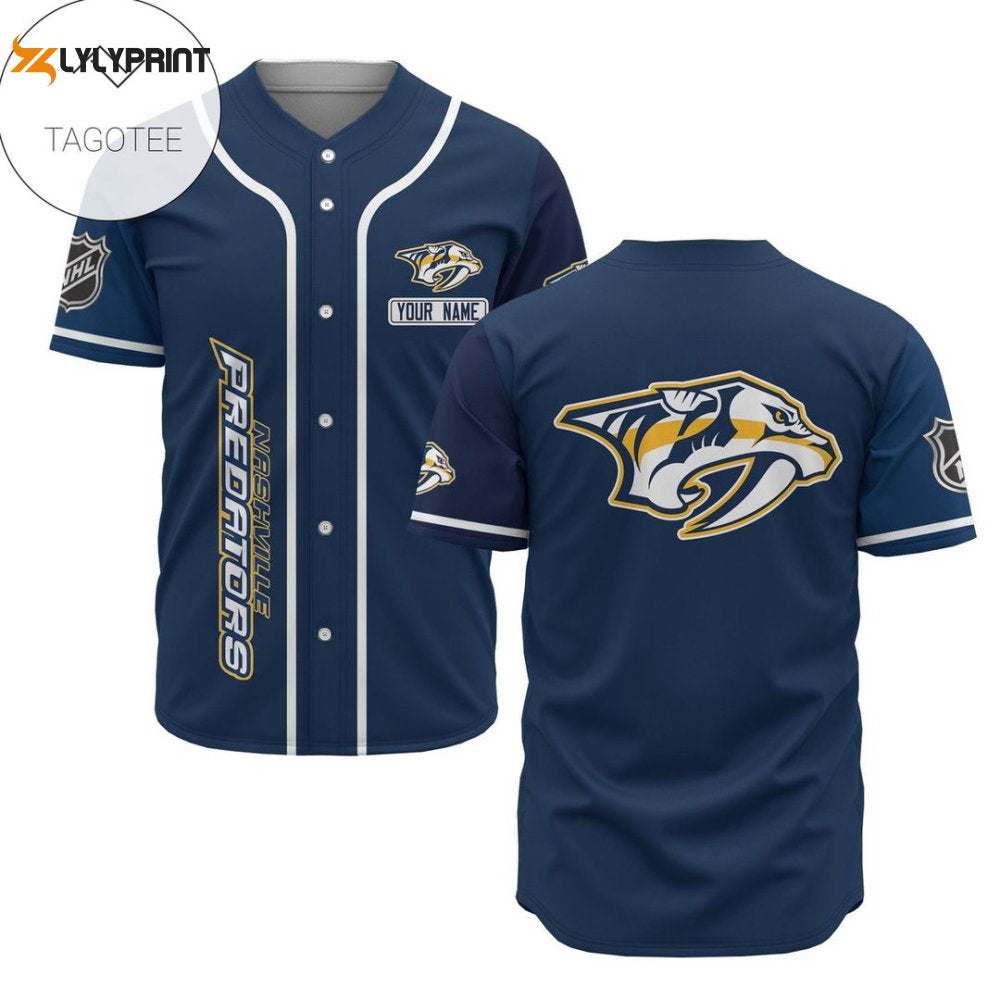Nashville Predators Baseball Jersey For Fans BJ0050 - lylyprint.com baseball jersey product view 1