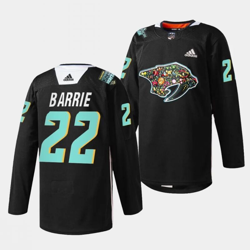nashville predators #22 tyson barrie 2023 hispanic heritage night black jersey Hockey Jersey hockey jersey product view 1