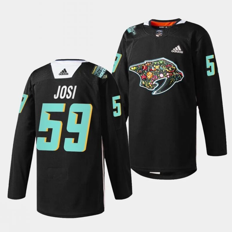 nashville predators #59 roman josi 2023 hispanic heritage night black jersey Hockey Jersey hockey jersey product view 1