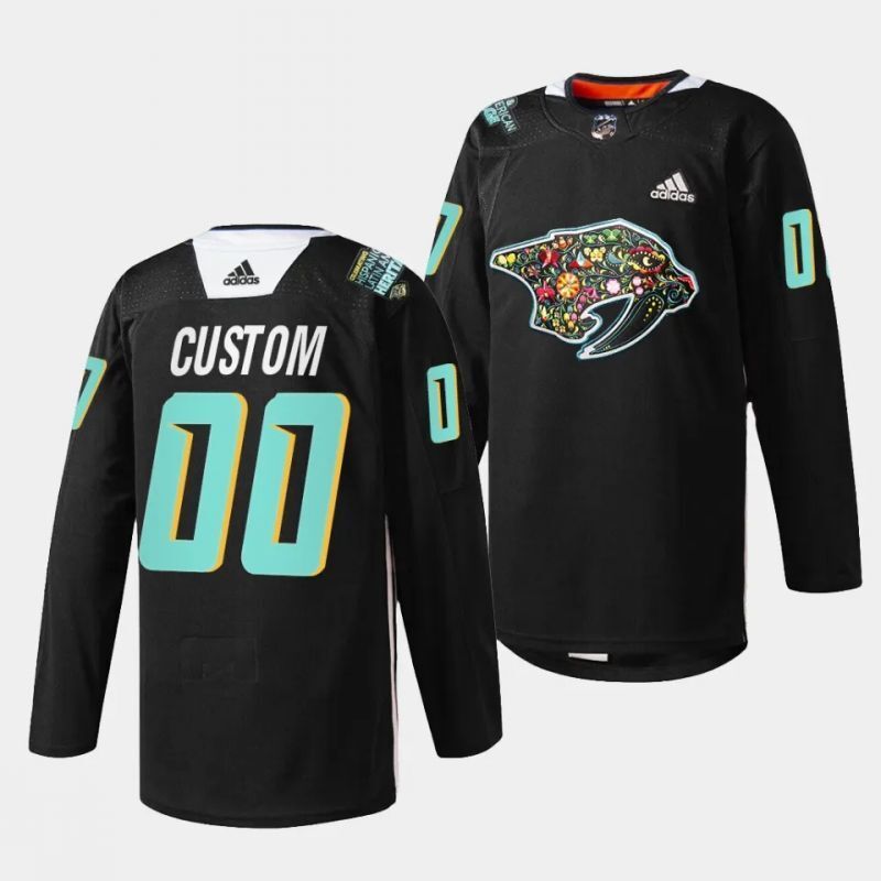 nashville predators custom 2023 hispanic heritage night black jersey Hockey Jersey hockey jersey product view 1