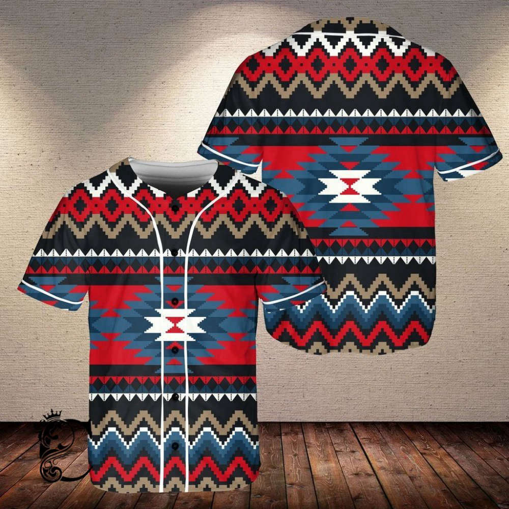 Native Baseball Jersey: Ornamental Pattern for Stylish Sports Enthusiasts - Aopprinter baseball jersey product view 2