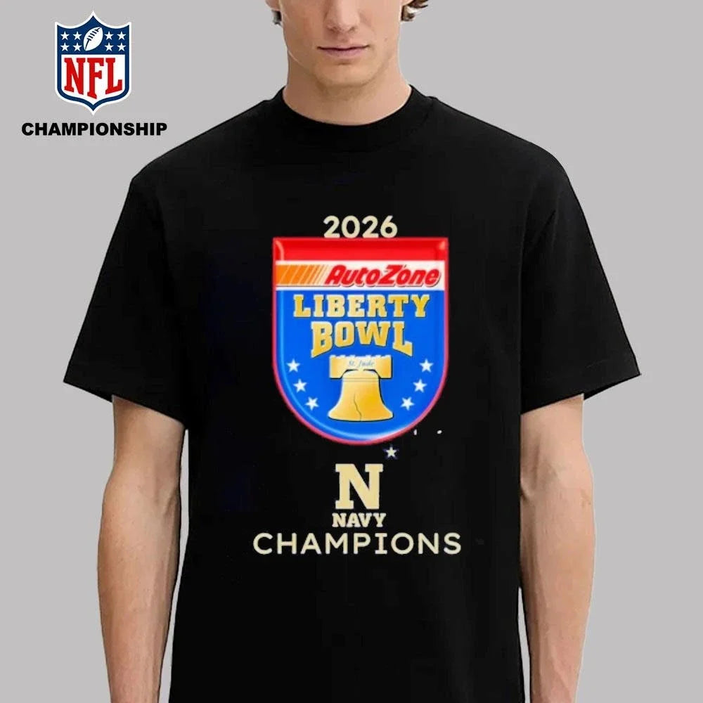 Navy Midshipmen 2026 AutoZone Liberty Bowl Champions - Adult & Kids T-Shirts, Sweatshirts & Hoodies apparel design preview 2