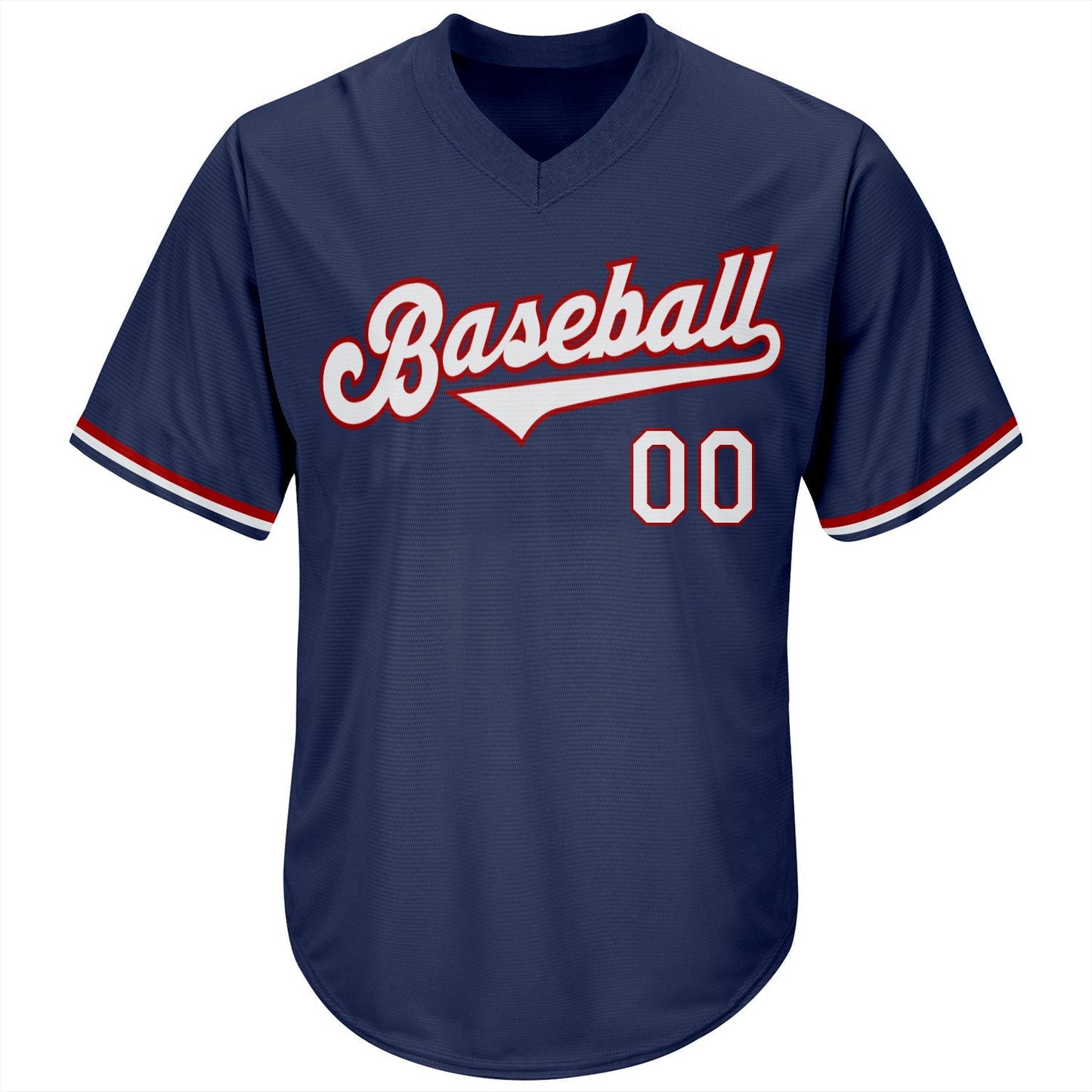 Custom Navy White-Red Authentic Throwback Rib-Knit Baseball Jersey Shirt baseball jersey product view 2