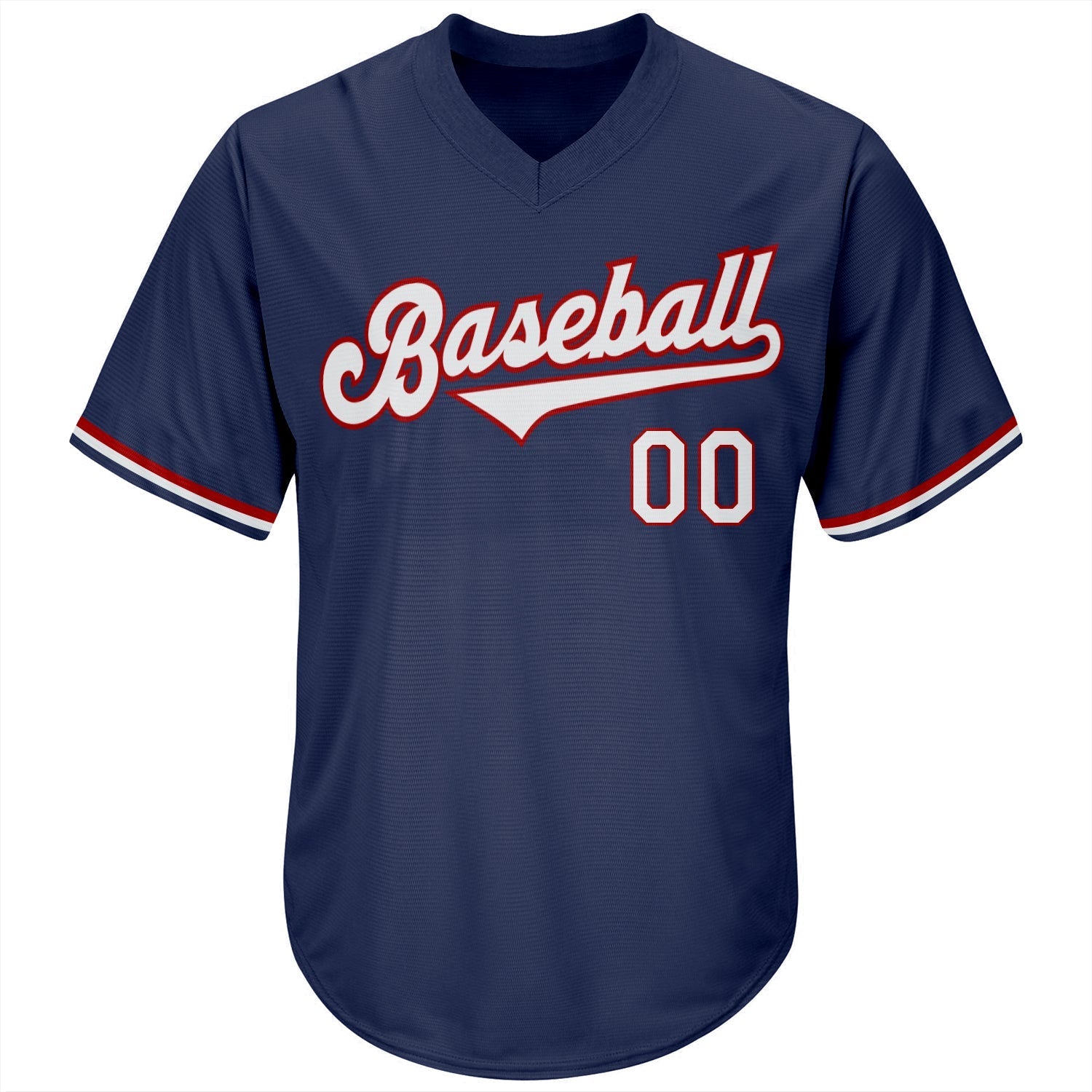 Custom Navy White-Red Authentic Throwback Rib-Knit Baseball Jersey Shirt baseball jersey product view 2
