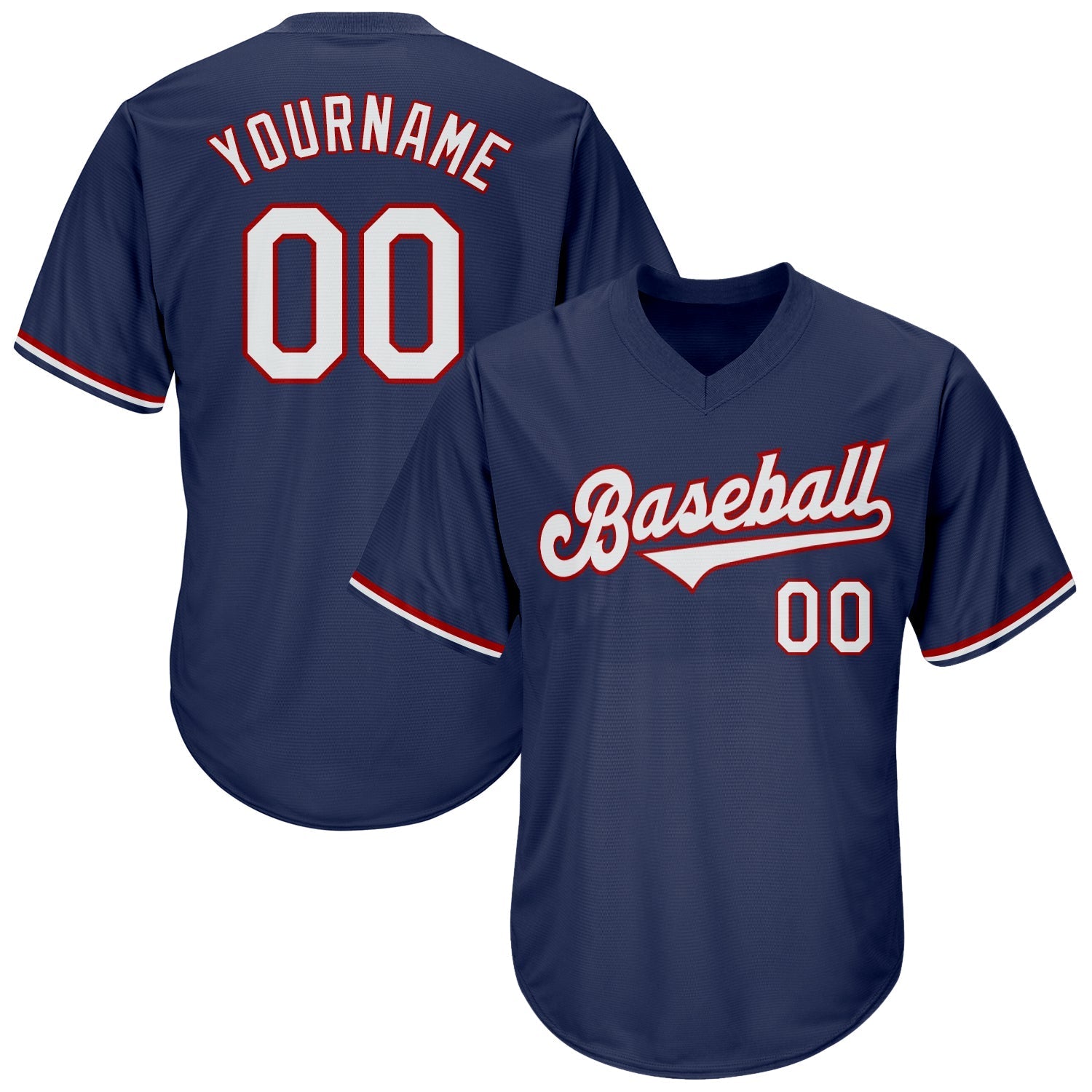 Custom Navy White-Red Authentic Throwback Rib-Knit Baseball Jersey Shirt baseball jersey product view 1