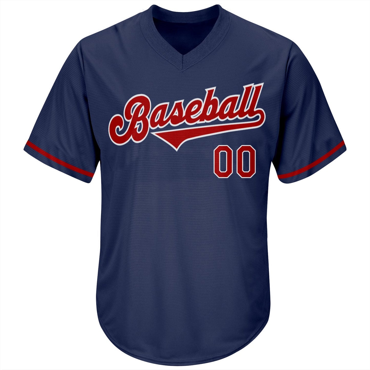 Custom Navy Red-White Authentic Throwback Rib-Knit Baseball Jersey Shirt baseball jersey product view 2