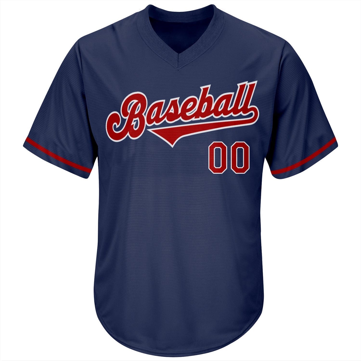 Custom Navy Red-White Authentic Throwback Rib-Knit Baseball Jersey Shirt baseball jersey product view 2