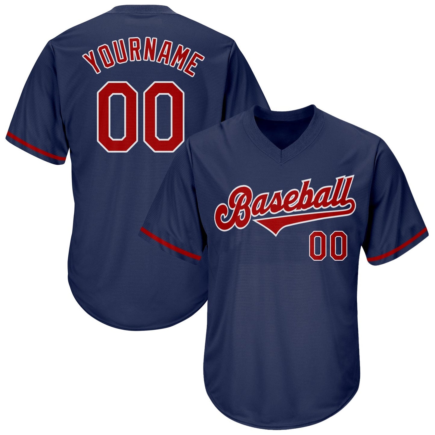 Custom Navy Red-White Authentic Throwback Rib-Knit Baseball Jersey Shirt baseball jersey product view 1
