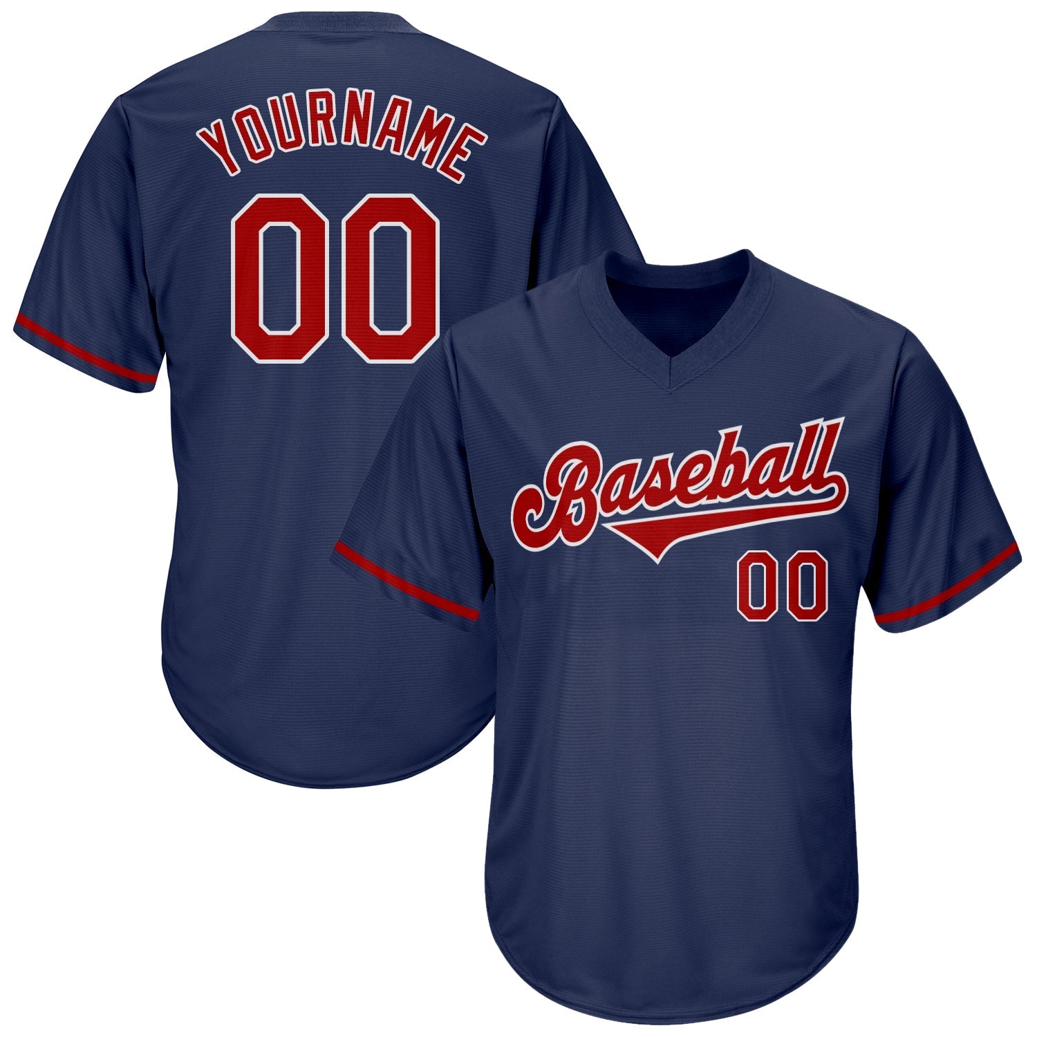 Custom Navy Red-White Authentic Throwback Rib-Knit Baseball Jersey Shirt baseball jersey product view 1