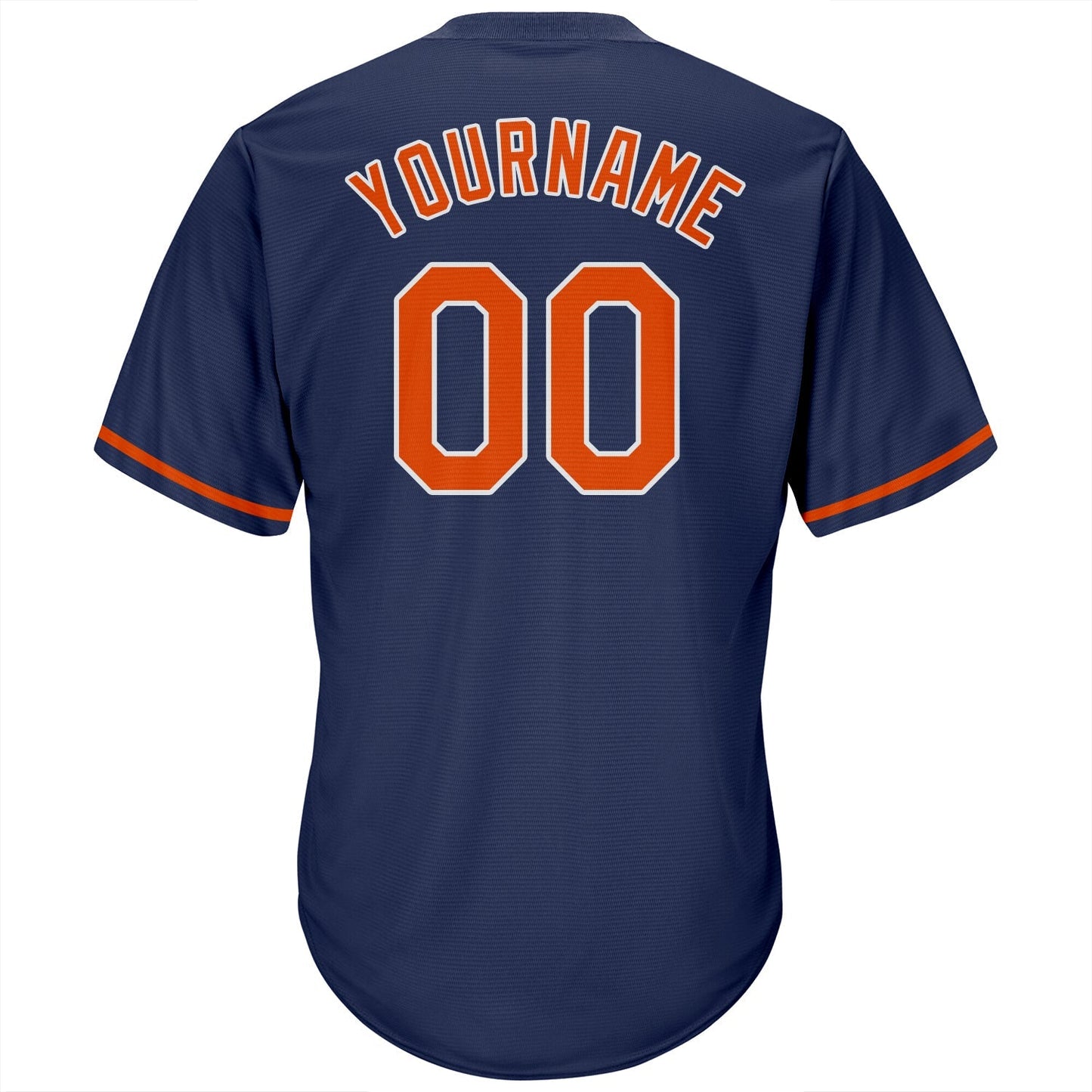 Custom Navy Orange-White Authentic Throwback Rib-Knit Baseball Jersey Shirt baseball jersey product view 3