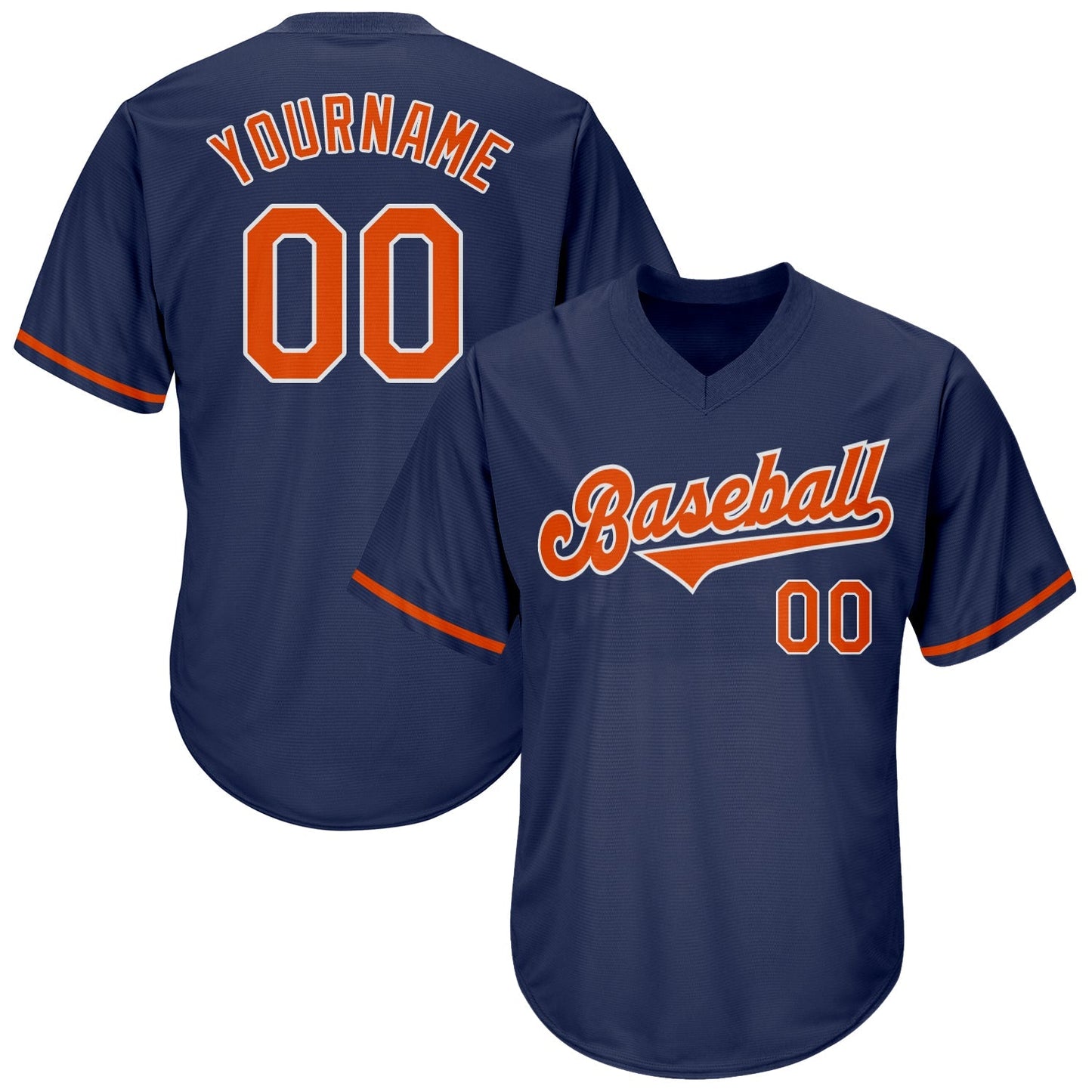 Custom Navy Orange-White Authentic Throwback Rib-Knit Baseball Jersey Shirt baseball jersey product view 1