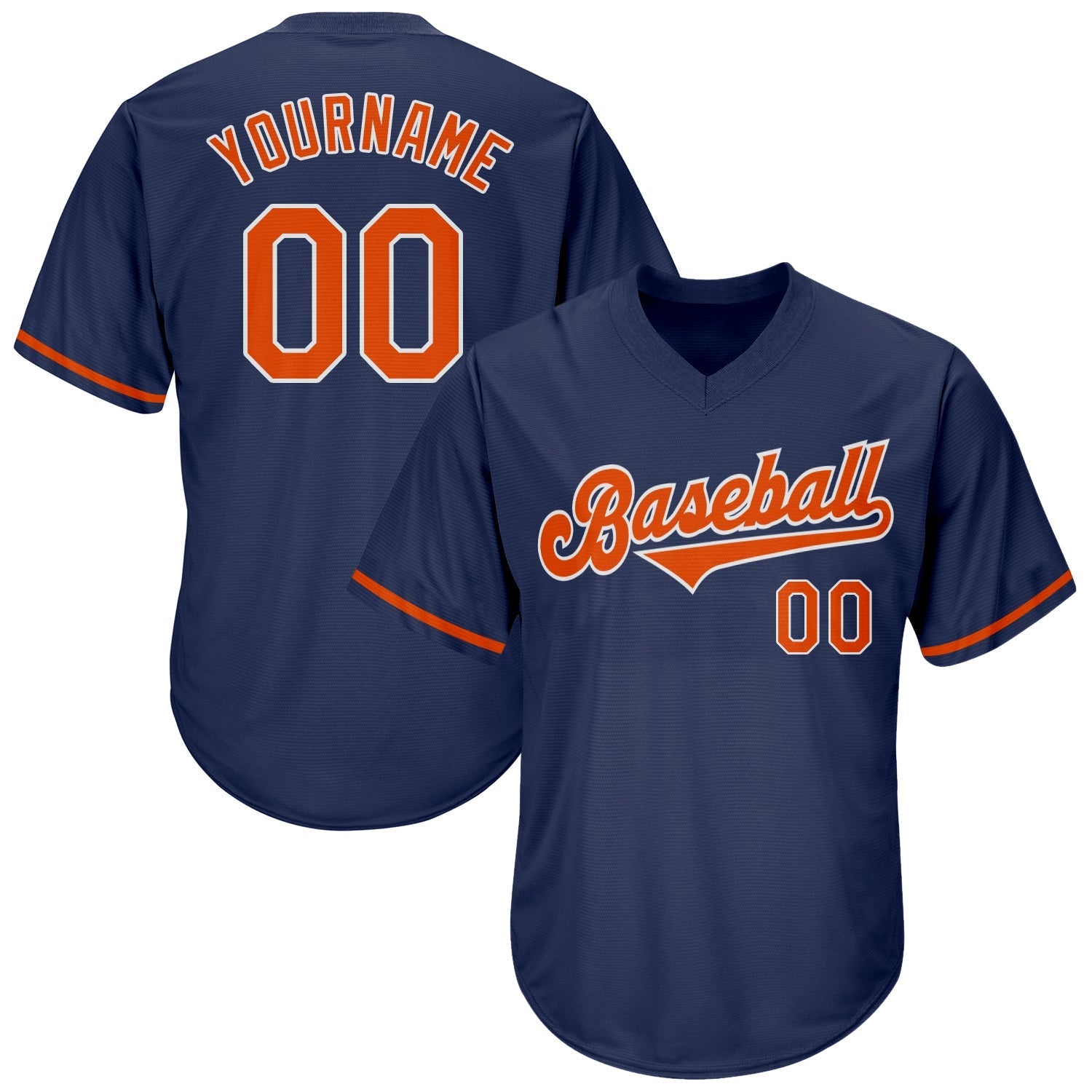 Custom Navy Orange-White Authentic Throwback Rib-Knit Baseball Jersey Shirt baseball jersey product view 1